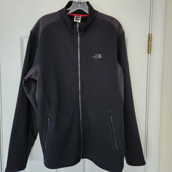 The North Face Men's TKA Stealth Full Zip Fleece Jacket Zip Pockets Black Sz LG - Picture 1 of 12